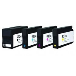 Cartouche d'encre équivalent à HP 932XL/933XL Pack de 4 Noir, Jaune, Cyan, Magenta